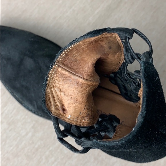 Jeffrey Campbell Suede Leather Criss Cross Black Side Laced Booties - Picture 9 of 11